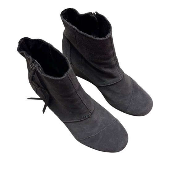 Toms Desert Wedge Ankle Booties Gray Suede Back Zip Women's US 9 - Picture 1 of 7